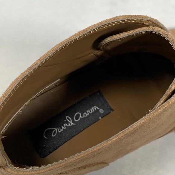 David Aaron Tan Suede Wedge Ankle Boots Size 6.5 - Picture 4 of 11